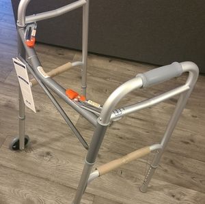 Deluxe Folding Walker Two Button with 5" Wheels